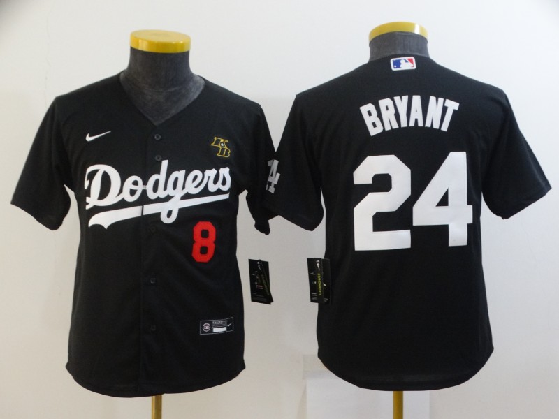 Kids Los Angeles Dodgers #8 #24 BRYANT Black MLB Jersey
