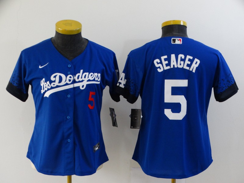 Los Angeles Dodgers SEAGER #5 Blue Women MLB Jersey 02