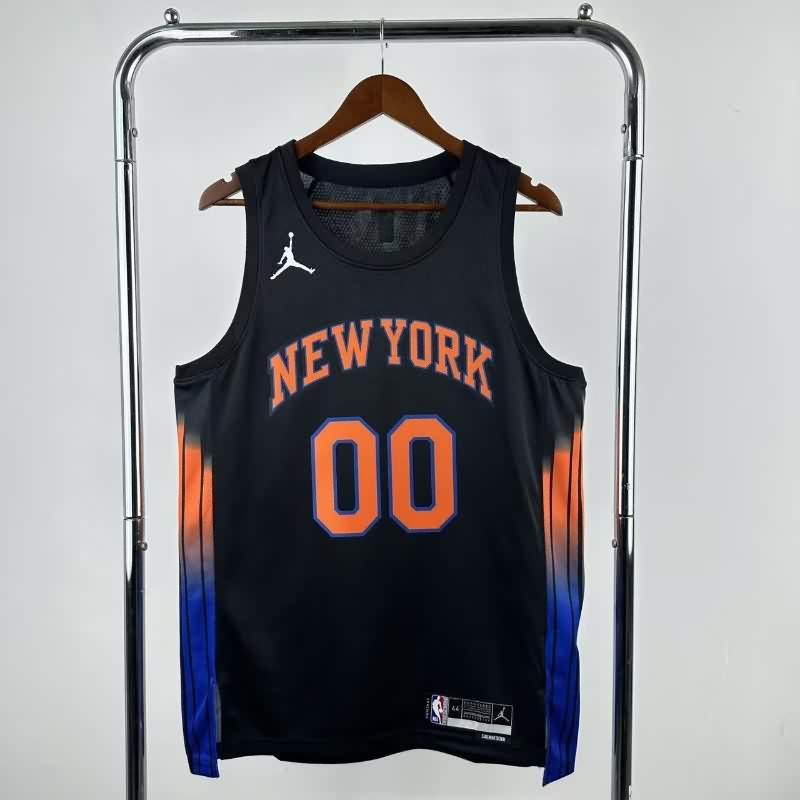 New York Knicks 25/26 Black AJ Basketball Jersey (Hot Press)
