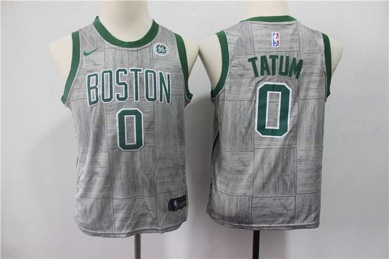 Boston Celtics TATUM #0 Grey City Youth Basketball Jersey (Stitched)
