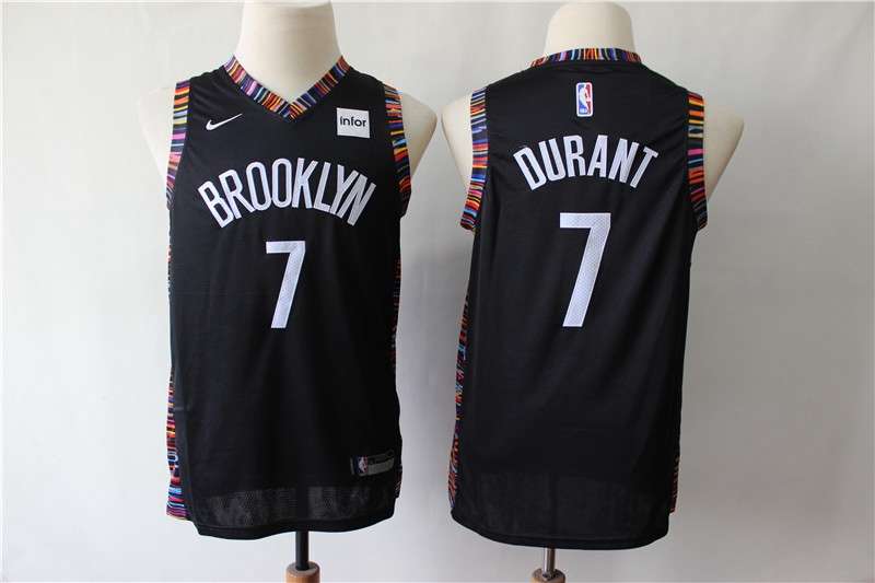 Brooklyn Nets DURANT #7 Black City Youth Basketball Jersey (Stitched)