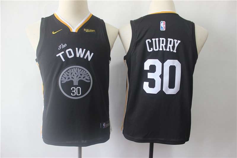 Golden State Warriors CURRY #30 Black Young Basketball Jersey (Stitched)