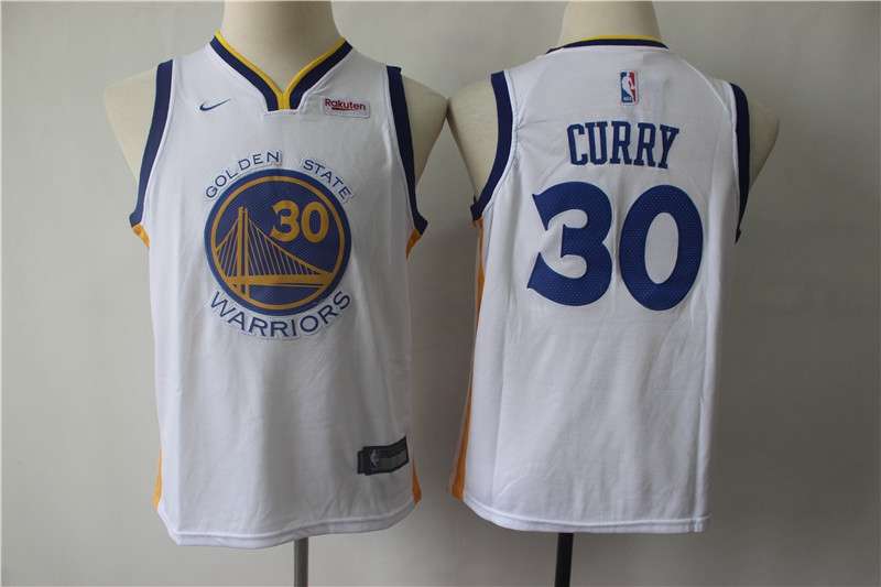 Golden State Warriors CURRY #30 White Young Basketball Jersey (Stitched)