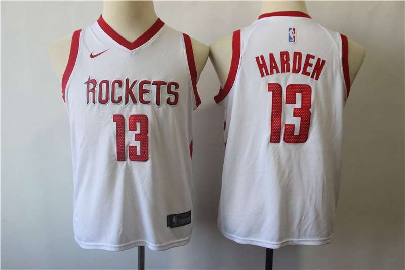 Houston Rockets HARDEN #13 White Young Basketball Jersey (Stitched)