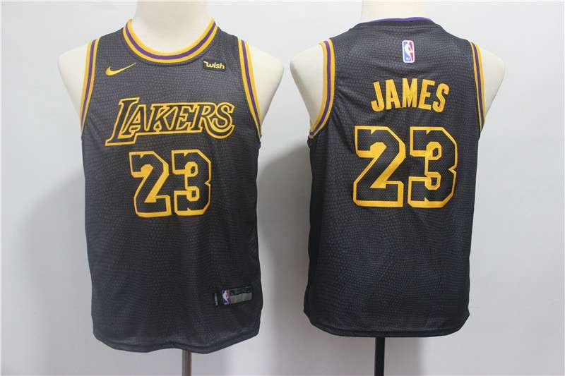 Los Angeles Lakers JAMES #23 Black City Young Basketball Jersey (Stitched)