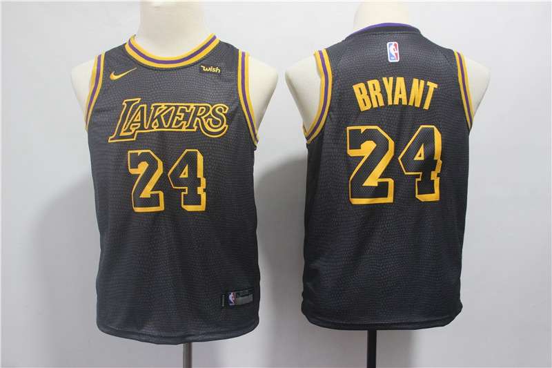 Los Angeles Lakers BRYANT #24 Black City Young Basketball Jersey (Stitched)
