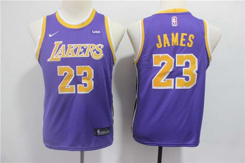 Los Angeles Lakers JAMES #23 Purple Young Basketball Jersey (Stitched)