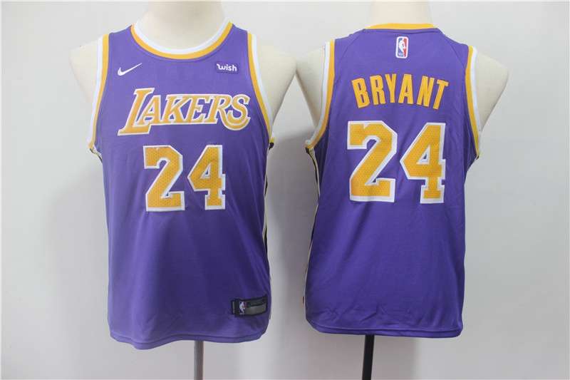 Los Angeles Lakers BRYANT #24 Purple Young Basketball Jersey (Stitched)