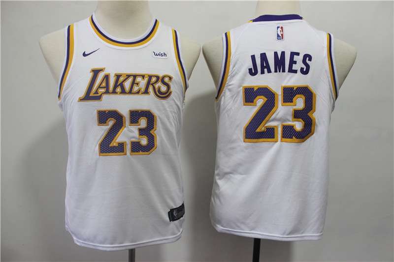 Los Angeles Lakers JAMES #23 White Young Basketball Jersey (Stitched)