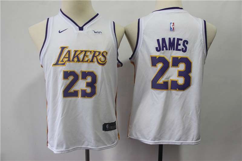 Los Angeles Lakers JAMES #23 White Young Basketball Jersey 02 (Stitched)
