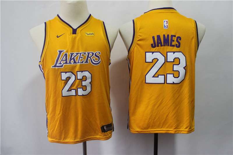 Los Angeles Lakers JAMES #23 Yellow Young Basketball Jersey 02 (Stitched)