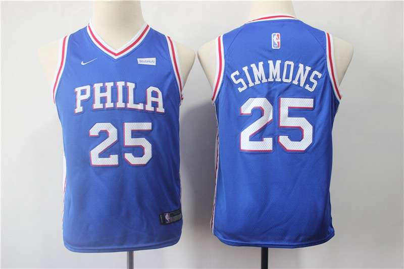 Philadelphia 76ers SIMMONS #25 Blue Young Basketball Jersey (Stitched)