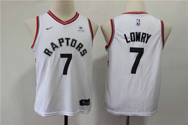 Toronto Raptors LOWRY #7 White Young Basketball Jersey (Stitched)