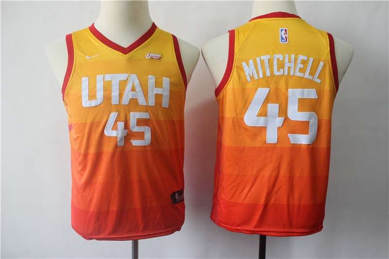 Utah Jazz MITCHELL #45 Orange City Young Basketball Jersey (Stitched)
