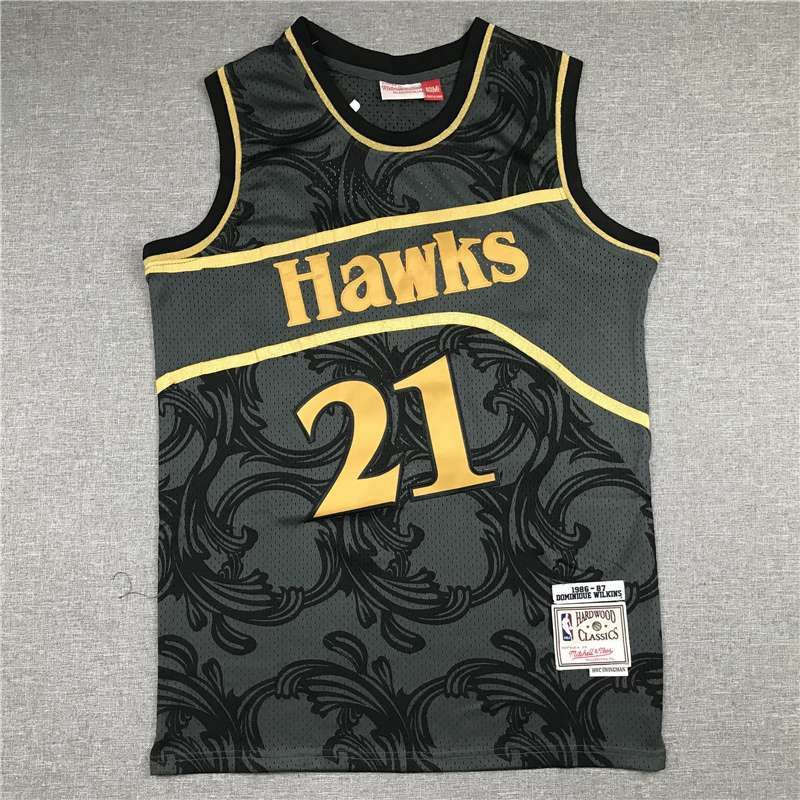 1986/87 Atlanta Hawks WILKINS #21 Black Classics Jersey (Stitched)