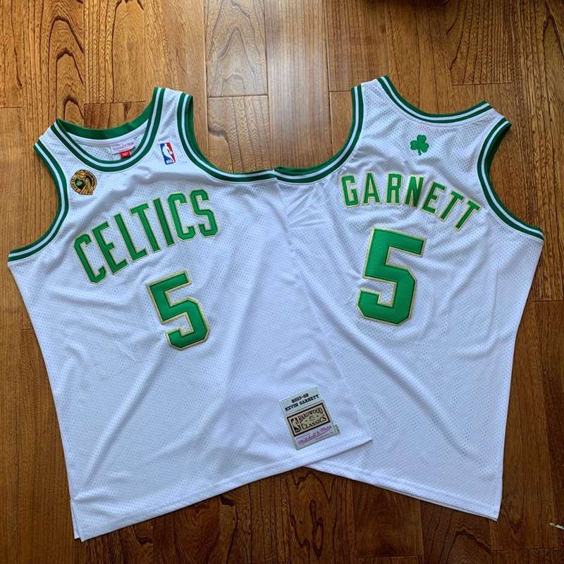 2007/08 Boston Celtics GARNETT #5 White Classics Champion Basketball Jersey (Closely Stitched)