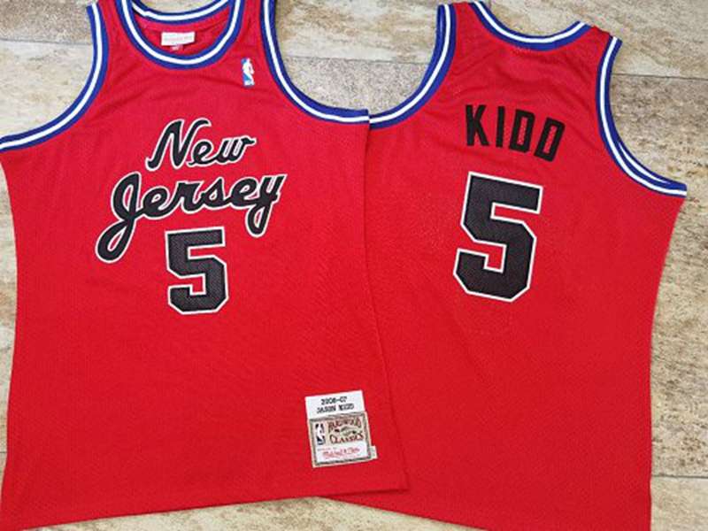 2006/07 Brooklyn Nets KIDD #5 Red Classics Basketball Jersey (Closely Stitched)