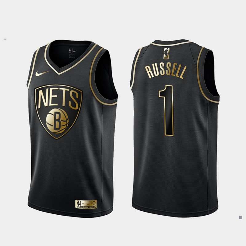 2020 Brooklyn Nets RUSSELL #1 Black Gold Basketball Jersey (Stitched)
