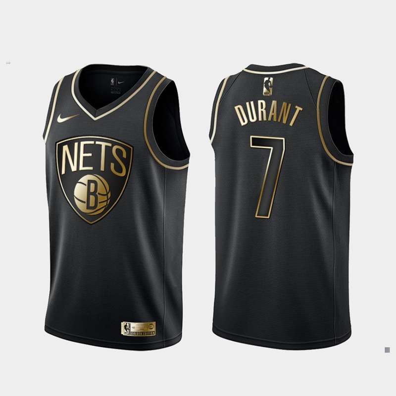 2020 Brooklyn Nets DURANT #7 Black Gold Basketball Jersey (Stitched)
