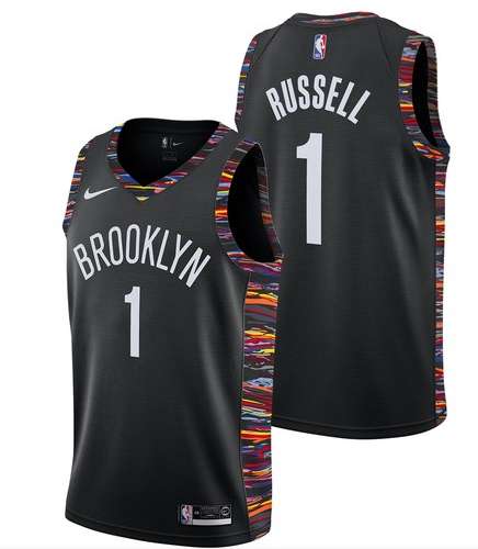 2020 Brooklyn Nets RUSSELL #1 Black City Basketball Jersey (Stitched)