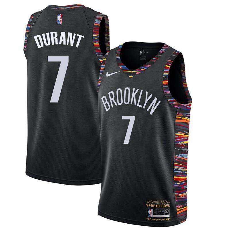 2020 Brooklyn Nets DURANT #7 Black City Basketball Jersey (Stitched)