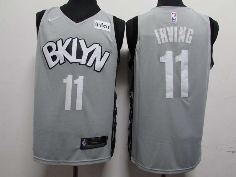2020 Brooklyn Nets IRVING #11 Grey Basketball Jersey (Stitched)