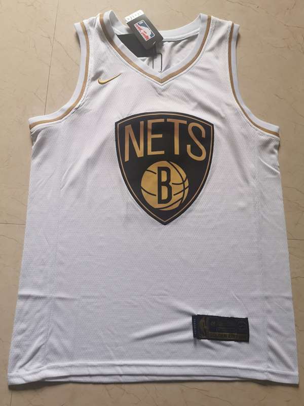2020 Brooklyn Nets IRVING #11 White Gold Basketball Jersey (Stitched)