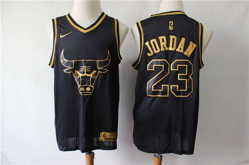 2020 Chicago Bulls JORDAN #23 Black Gold Basketball Jersey (Stitched)