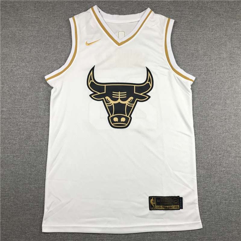 2020 Chicago Bulls JORDAN #23 White Gold Basketball Jersey (Stitched)
