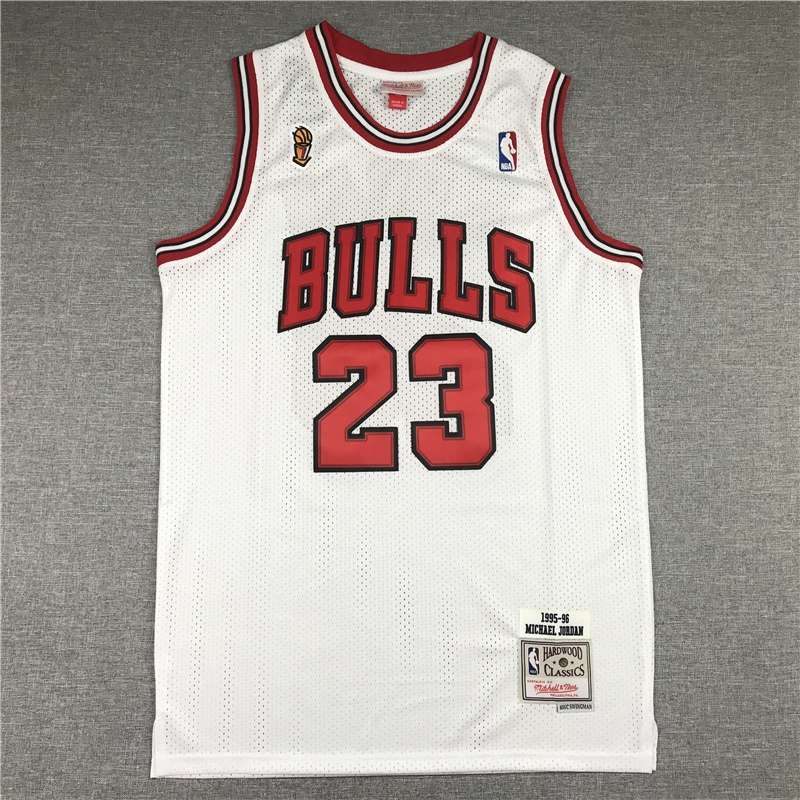 1995/96 Chicago Bulls JORDAN #23 White Champion Classics Basketball Jersey (Stitched)