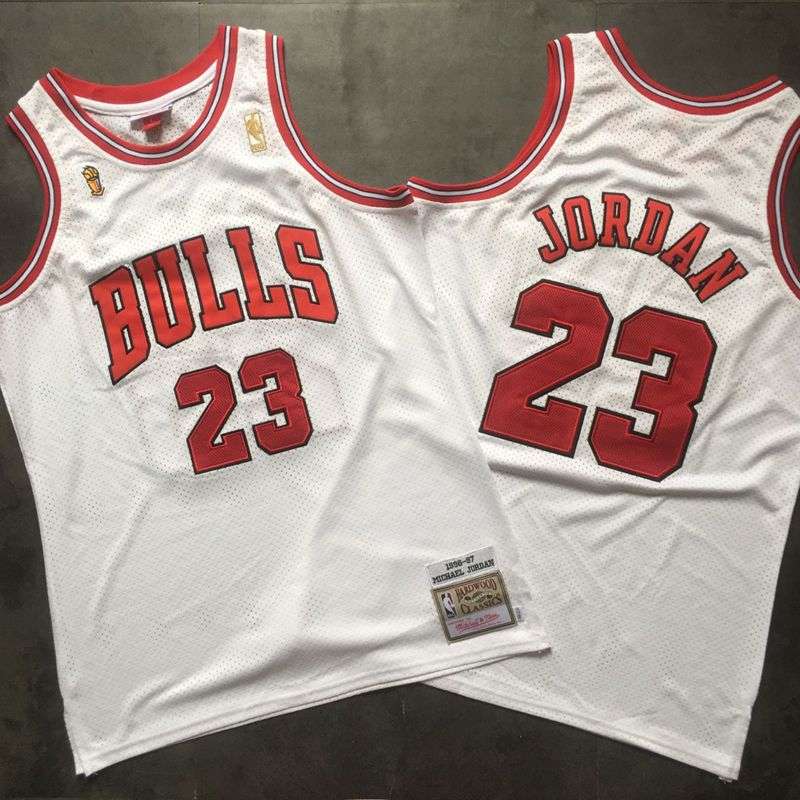1996/97 Chicago Bulls JORDAN #23 White Champion Classics Basketball Jersey (Closely Stitched)