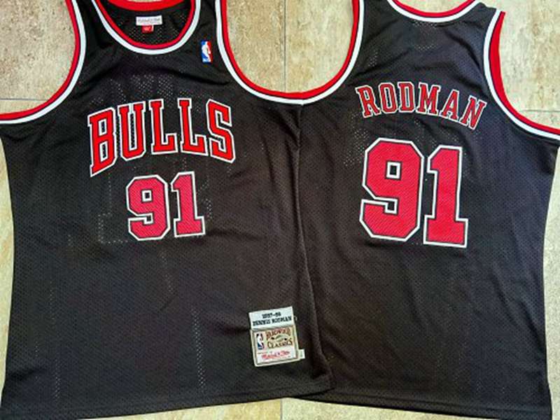 1997/98 Chicago Bulls RODMAN #91 Black Classics Basketball Jersey (Closely Stitched)