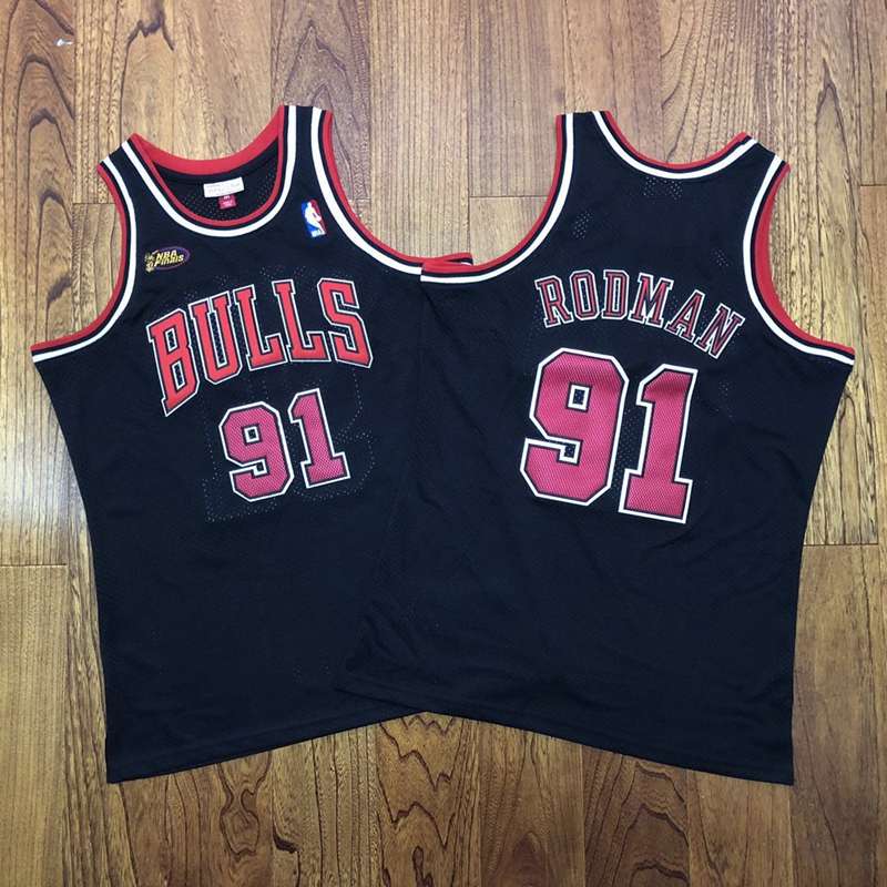 1997/98 Chicago Bulls RODMAN #91 Black Finals Classics Basketball Jersey (Closely Stitched)