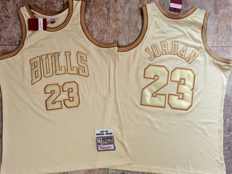 1997/98 Chicago Bulls JORDAN #23 Gold Classics Basketball Jersey (Closely Stitched)