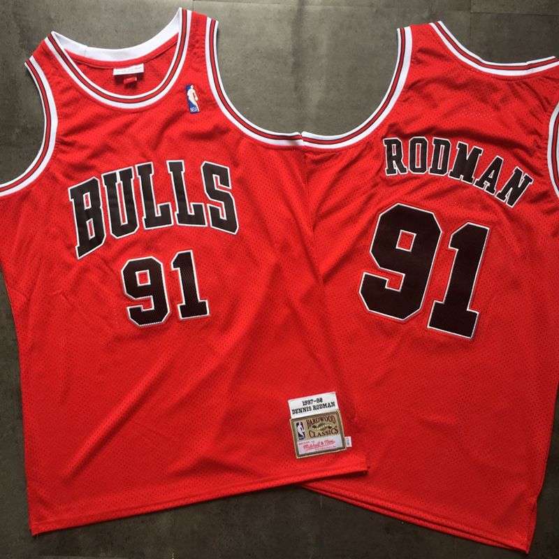1997/98 Chicago Bulls RODMAN #91 Red Classics Basketball Jersey (Closely Stitched)