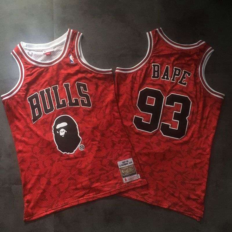1997/98 Chicago Bulls BAPE #93 Red Classics Basketball Jersey (Closely Stitched)