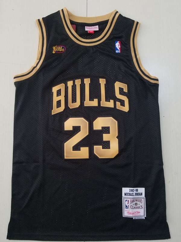 1997/98 Chicago Bulls JORDAN #23 Black Gold Classics Basketball Jersey (Stitched)