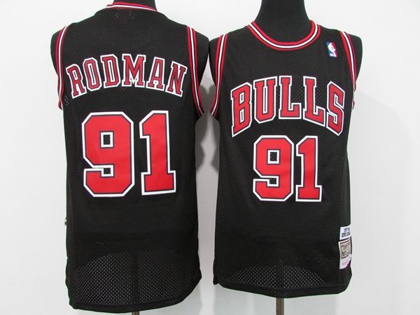 1997/98 Chicago Bulls RODMAN #91 Black Classics Basketball Jersey (Stitched) 02