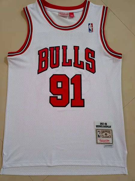 1997/98 Chicago Bulls RODMAN #91 White Classics Basketball Jersey (Stitched)