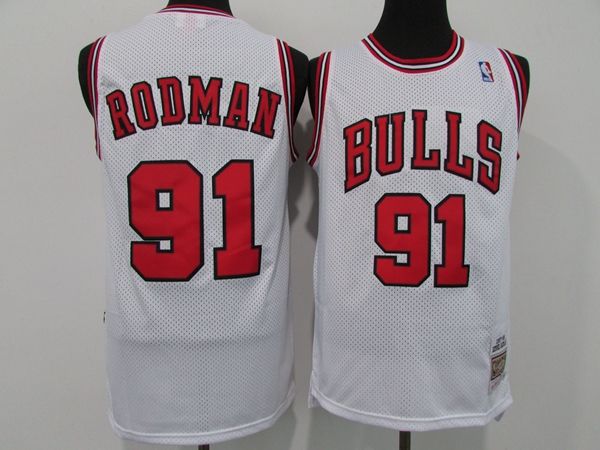 1997/98 Chicago Bulls RODMAN #91 White Classics Basketball Jersey (Stitched) 02