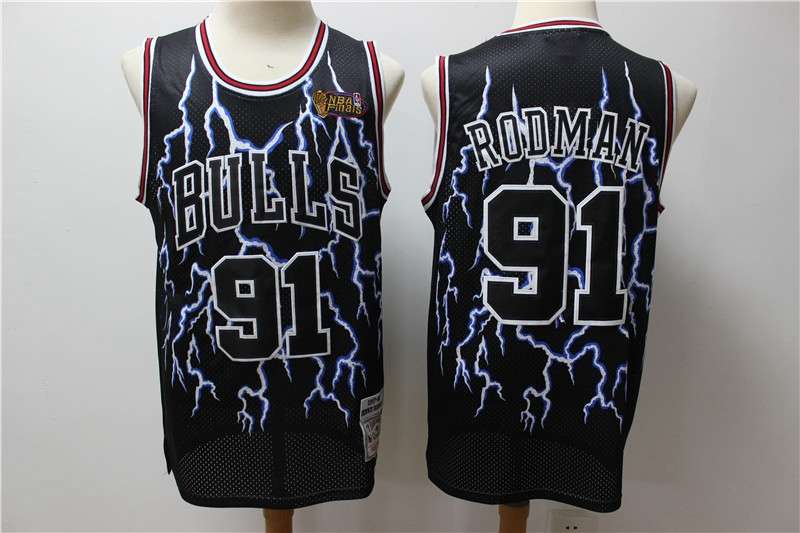 Chicago Bulls RODMAN #91 Black Classics Basketball Jersey 03 (Stitched)
