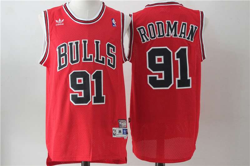 Chicago Bulls RODMAN #91 Red Classics Basketball Jersey (Stitched)