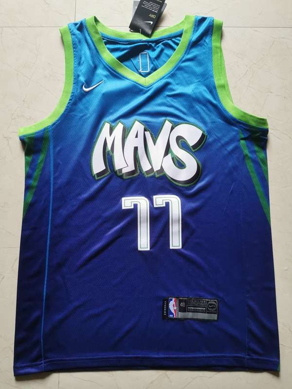 2020 Dallas Mavericks DONCIC #77 Blue City Basketball Jersey (Stitched)