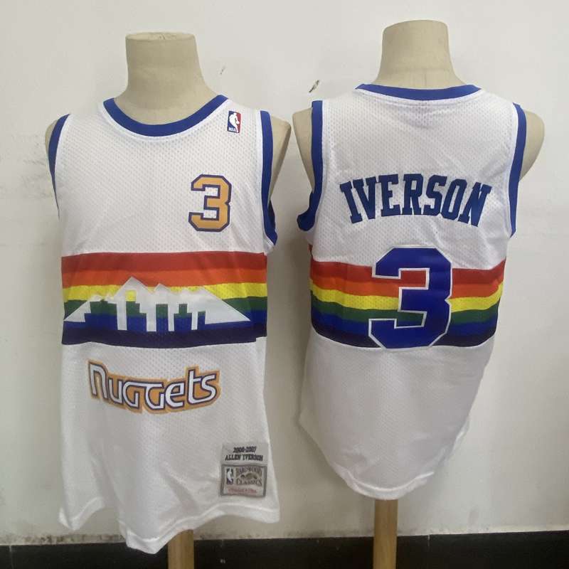 2006/07 Denver Nuggets IVERSON #3 White Classics Basketball Jersey (Stitched)