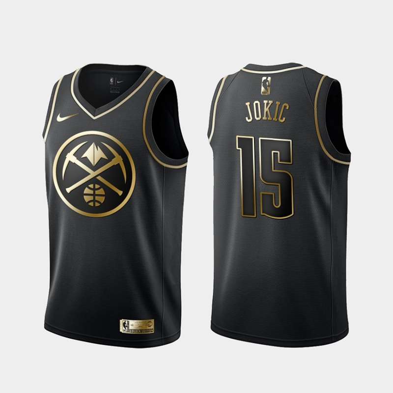 2020 Denver Nuggets JOKIC #15 Black Gold Basketball Jersey (Stitched)