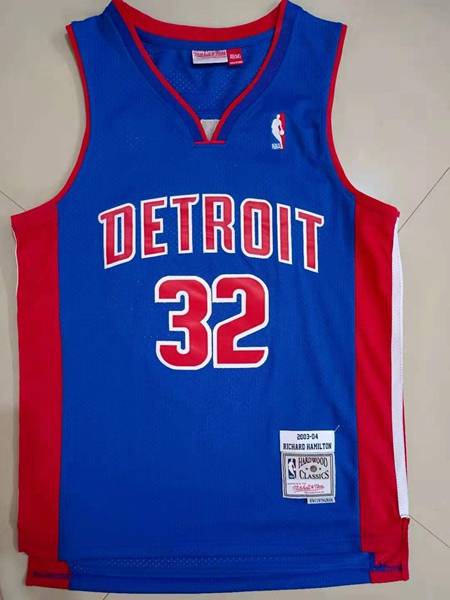 2003/04 Detroit Pistons HAMILTON #32 Blue Classics Basketball Jersey (Stitched)