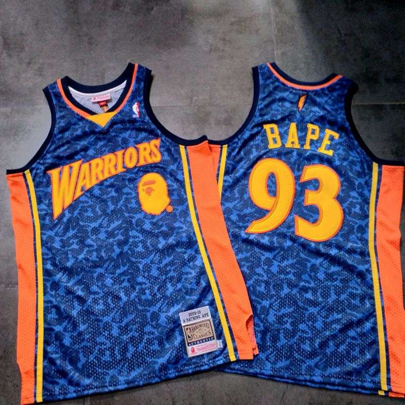 2009/10 Golden State Warriors BAPE #93 Dark Blue Classics Basketball Jersey (Closely Stitched)