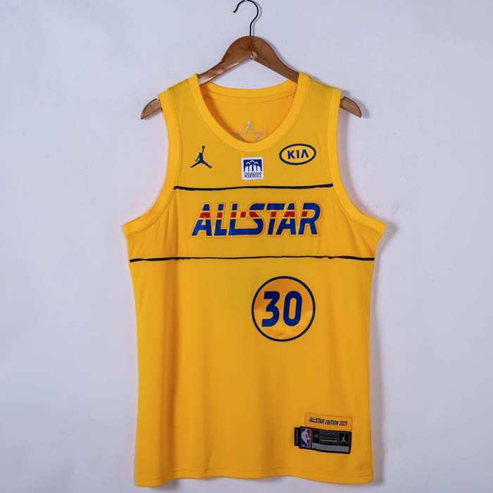 2021 Golden State Warriors CURRY #30 Yellow ALL-STAR Basketball Jersey (Stitched)