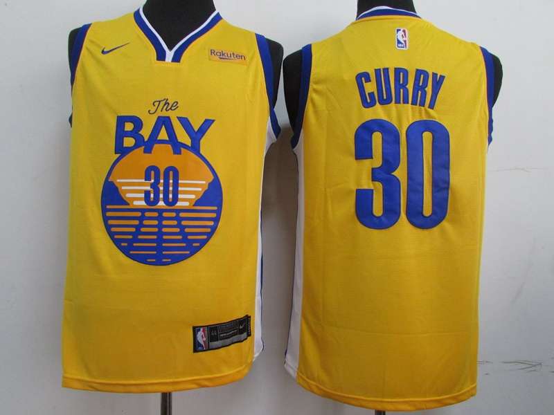 2020 Golden State Warriors CURRY #30 Yellow Basketball Jersey (Stitched)