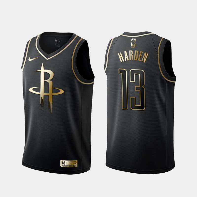 2020 Houston Rockets HARDEN #13 Black Gold Basketball Jersey (Stitched)